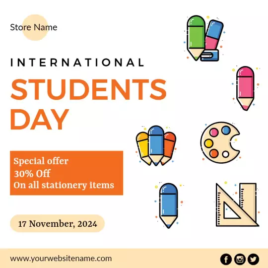 Colorful International Students Day Celebration with 30% Off Ad Template