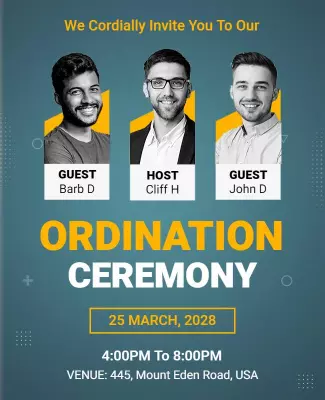 Colorful Invitation for Ordination Ceremony Event Poster Template