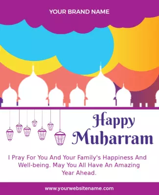 Colorful Islamic Happy Muharram Celebration Poster Template