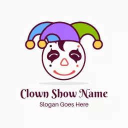Colorful Jester Hat and Smiling Face Clown Logo Template