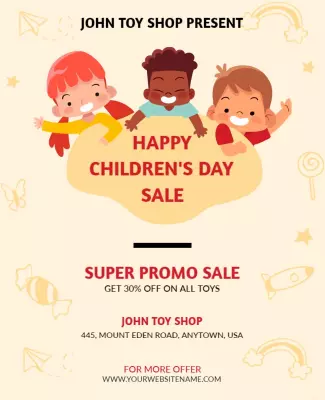 Colorful Joyful Children's Day Sale Poster Template