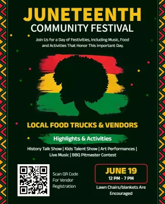 Colorful Juneteenth Community Festival Celebration Poster Template