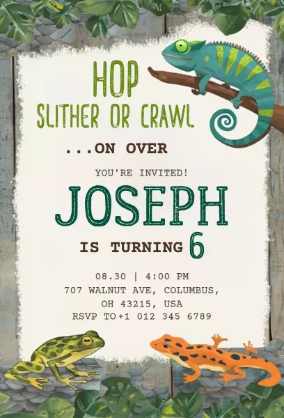 Colorful Jungle Adventure Birthday Celebration Invitation Template