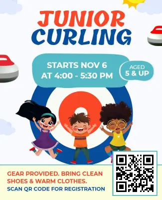 Colorful Junior Curling Kids Sports Program Flyer Template
