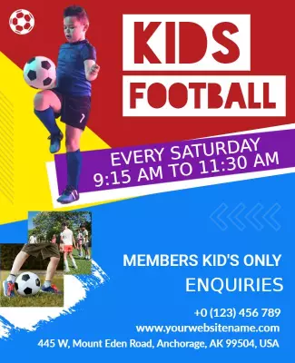 Colorful Kids Football Training Program Poster Template