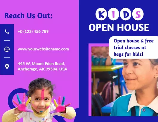 Colorful Kids Open House Invitation for Preschool Classes Brochure Template