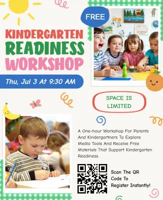 Colorful Kindergarten Readiness Workshop Flyer Template