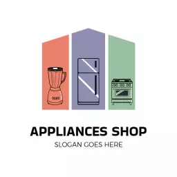 Colorful Kitchen Appliances Representing Modern Living Logo Template