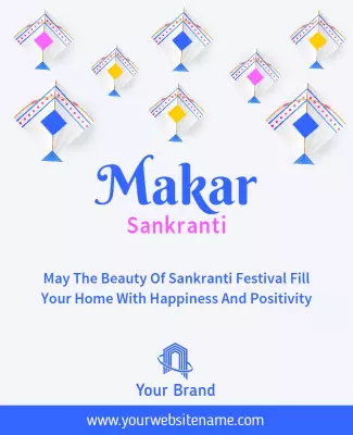 Colorful Kite Design for Makar Sankranti Celebration Poster Template