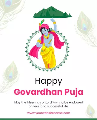 Colorful Krishna Theme for Govardhan Puja Celebration Poster Template