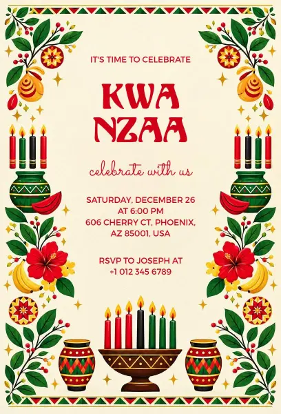 Colorful Kwanzaa Celebration Invitation Template