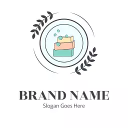 Colorful Layered Soap Design with Bubbles and Greenery Logo Template