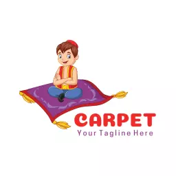 Colorful Magic Carpet with a Playful Boy Character Logo Template