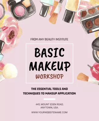Colorful Makeup Tools Workshop for Basic Application Poster Template