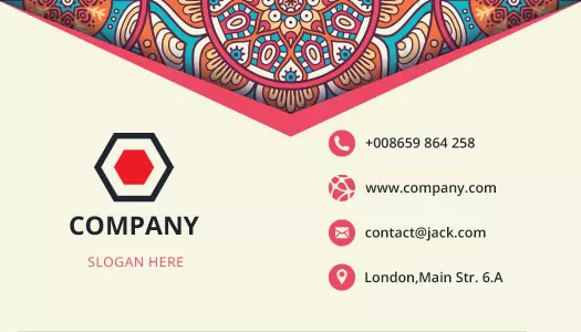 Colorful Mandala Design with Geometric Shapes Business Card Template