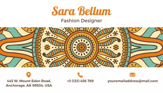 Colorful Mandala Pattern Fashion Designer Business Card Template
