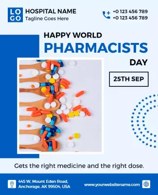 Colorful Medicine-Themed World Pharmacists Day Poster Template