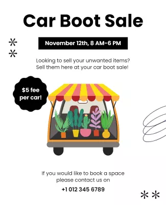 Colorful Minimalist Car Boot Sale Event Poster Template