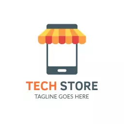 Colorful Mobile Device Representing Online Shop Tech Store Logo Template