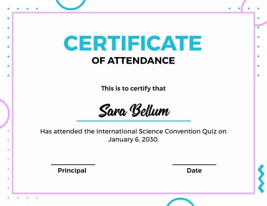 Colorful Modern Geometric Attendance Certificate Template