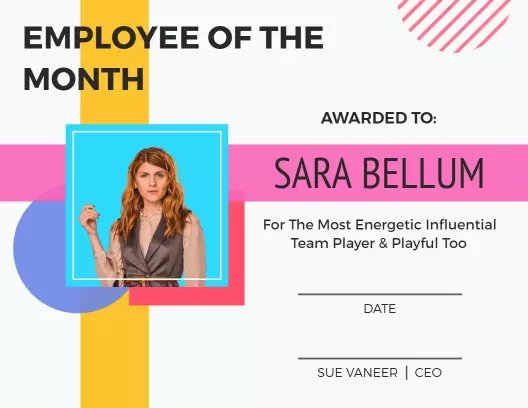 Colorful Modern Geometric Employee Of The Month Certificate Template