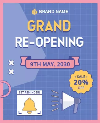 Colorful Modern Grand Re-Opening Sale Announcement Poster Template