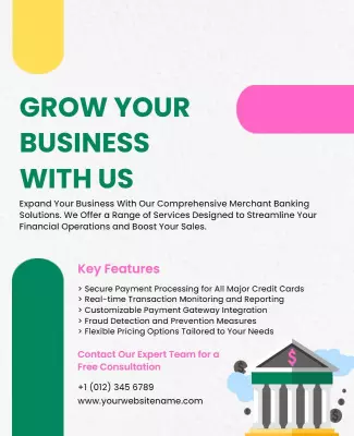 Colorful Modern Merchant Banking Solutions Service Poster Template