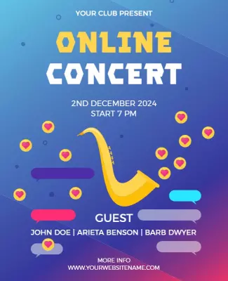 Colorful Modern Online Concert Announcement Poster Template