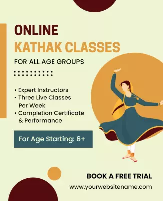 Colorful Modern Online Kathak Dance Classes Poster Template