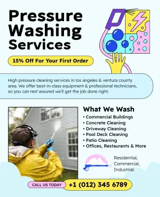 Colorful Modern Pressure Cleaning Service Discount Flyer Template