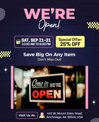 Colorful Modern Retail Store Opening Sale Poster Template
