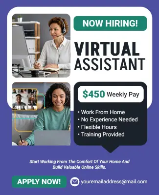 Colorful Modern Work-From-Home Job Opportunity Flyer Template