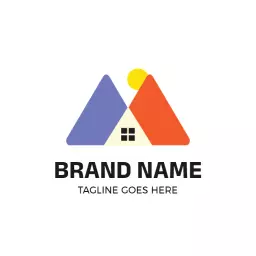 Colorful Mountainous Landscape Represents Real Estate Industry Logo Template