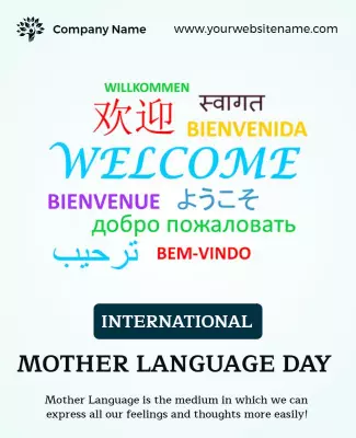 Colorful Multilingual Welcome for International Mother Language Day Poster Template