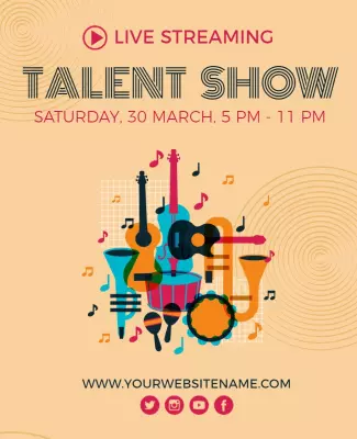 Colorful Music Instruments Talent Show Poster Template