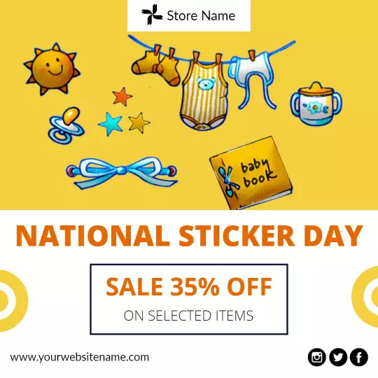 Colorful National Sticker Day Sale for Festival Fun Ad Template