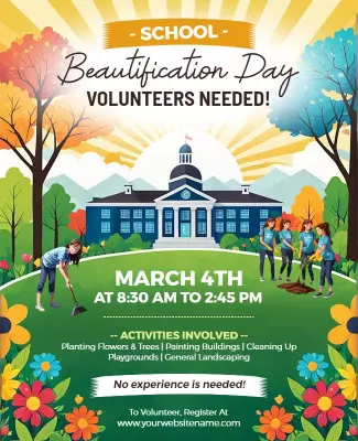 Colorful Nature-Themed School Beautification Day Poster Template