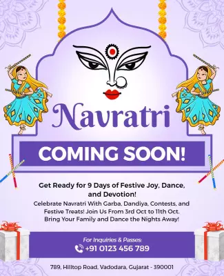 Colorful Navratri Festival Dance Celebration Poster Template