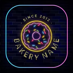 Colorful Neon Donut Design Celebrating Fresh Bakery Logo Template