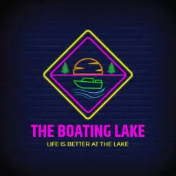 Colorful Neon Sunset Over Water Signifying Boat Adventures Logo Template