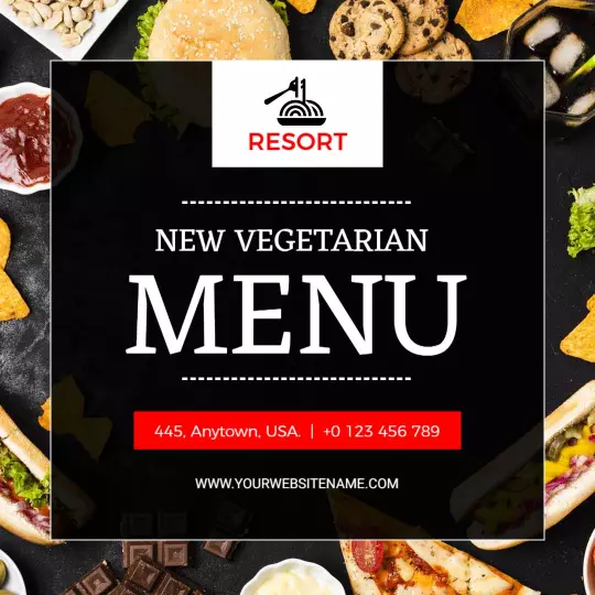 Colorful New Vegetarian Menu for Resort Restaurants Ad Template