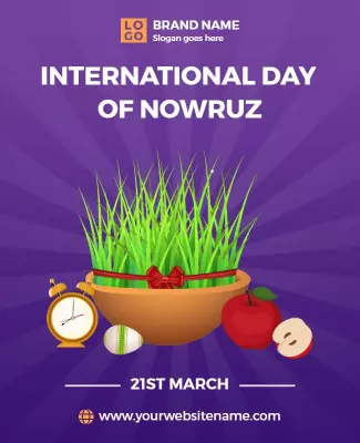 Colorful Nowruz Celebration with Sprouting Grass Poster Template