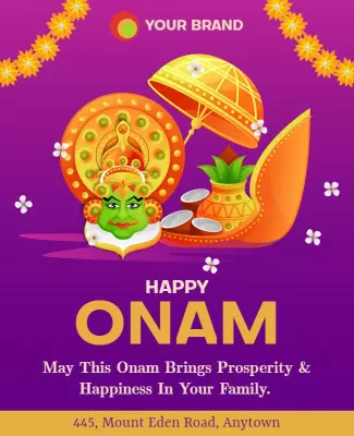 Colorful Onam Festival Celebration Flyer Template