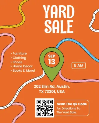 Colorful Orange Yard Sale with Fun Designs Flyer Template