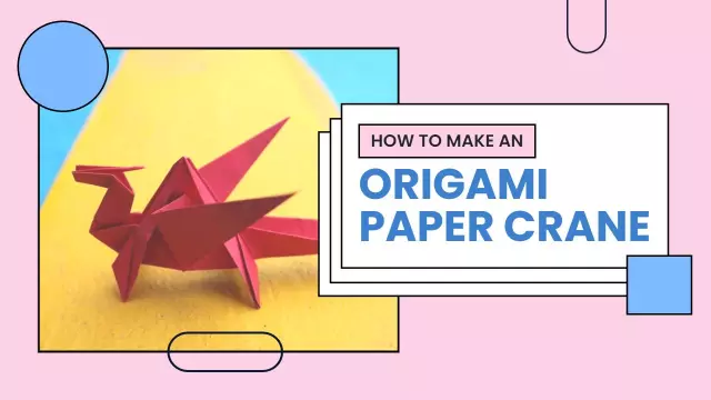 Colorful Origami Paper Crane Craft Tutorial YouTube Thumbnail Template
