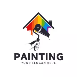 Colorful Paint Roller Captures Creative Home Painting Logo Template