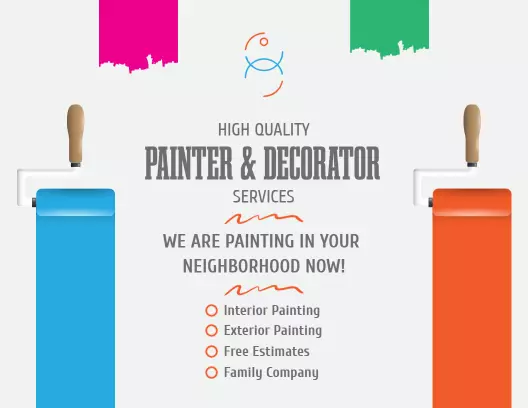 Colorful Painter and Decorator Services Contact Brochure Template