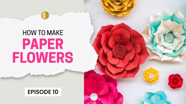 Colorful Paper Flower Crafting Tutorial YouTube Thumbnail Template