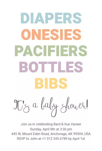 Colorful Pastel Baby Shower Celebration Invitation Template