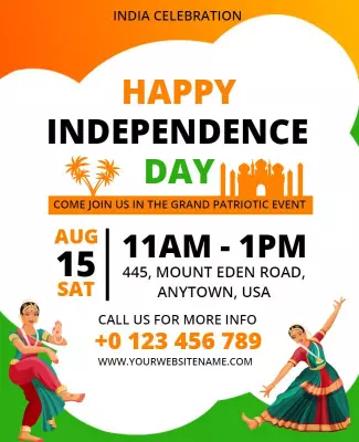 Colorful Patriotic Indian Independence Day Celebration Flyer Template